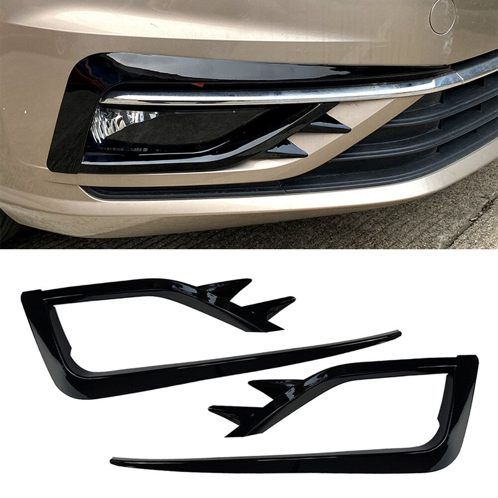 Fog Light Lamp Cover Bumper Grille Trim for for VW for Golf MK7.5 2017-19 Black