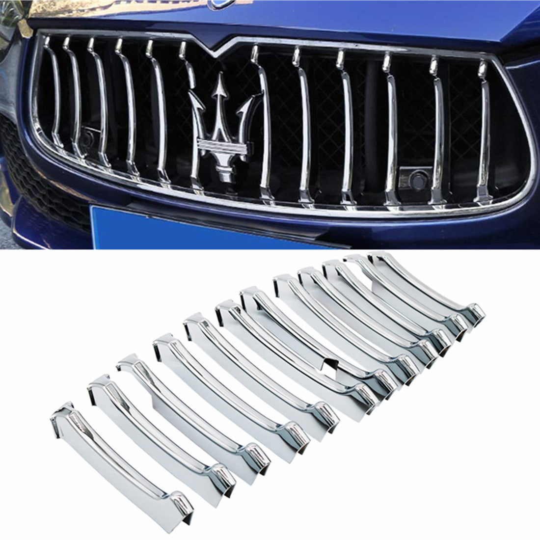 Front Grille Trim Kit for Maserati Ghibli 2014 2015 2016 2017 Chrome Accessories