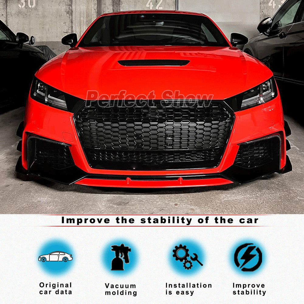 Fit for Audi TT RS TTRS 2016-18 Carbon Fiber Front Bumper Fins Canards Splitter