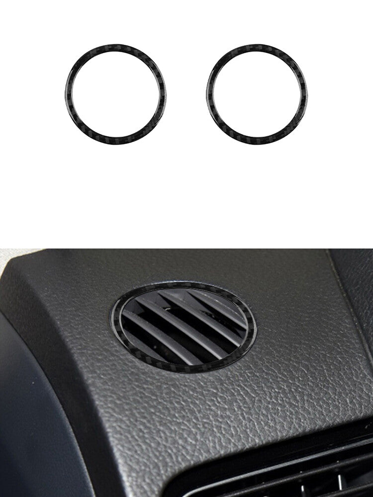 2Pcs Dashboard Air Vent Ring Trim Cover Carbon Fiber for VW Touareg 2011-2018