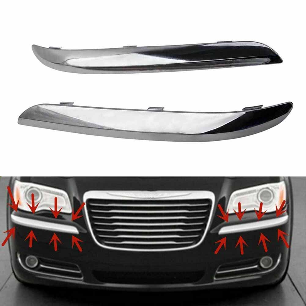 2Pcs Chrome Front Bumper Trim Set for Chrysler 300 Accent 2011-2013 2014 LH  RH