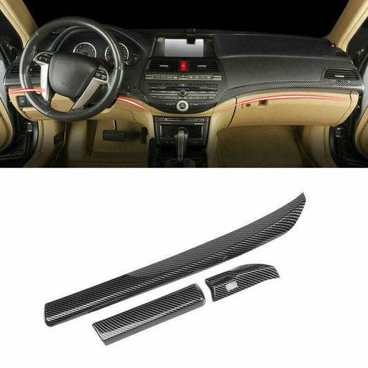 Carbon Fiber Central Console Dashboard Strip Trim FOR 2008-2012 for Honda Accord 8th