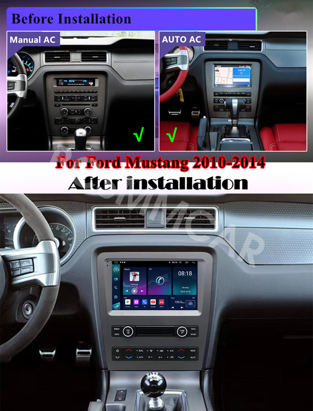 9 2Din Car Stereo Radio Android 13 GPS BT 2+32G Fit for Ford for Mustang 2010-2014