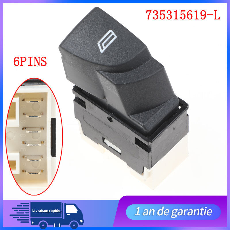 Commande Bouton Leve vitre pour JUMPER BOXER DUCATO 735315619, 6554.T3, 6554T3