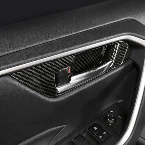 for Toyota RAV4 2019-2022 Interior Door Handle Surrounds Trims Carbon Fiber