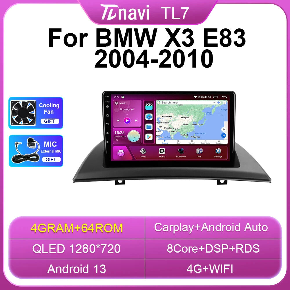 for BMW X3 E83 2004-2010 Stereo Android Auto CarPlay Car Radio Player GPS Screen