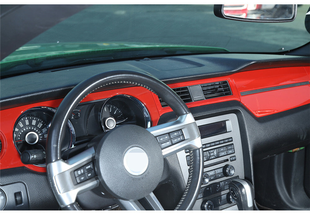 4¡ÁRed ABS Center Console Dashboard Panel Cover Trim Fit for Ford for Mustang 2010-14