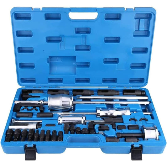 40-piece pack of Master diesel injector extractors, common rail adapter pullers, and slide weights.