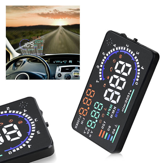 5.5 HUD Projector Head Up Display OBD II 2 Digital Speed Warning Car Auto