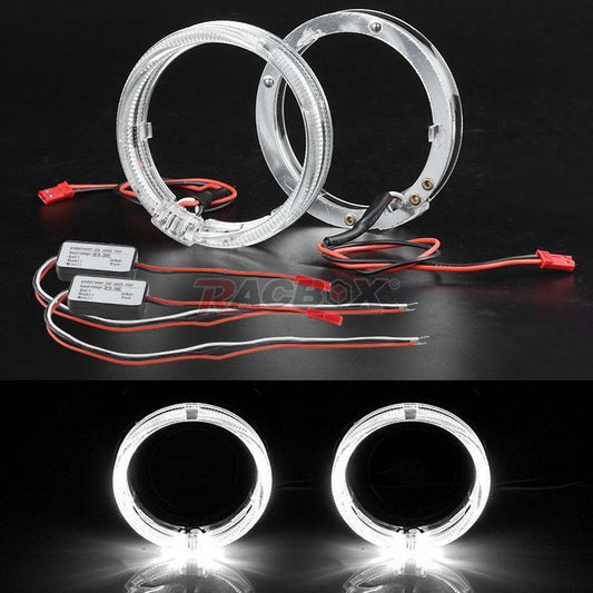 80mm White LED Light Guide Angel Eyes Halo Rings DRL For Car Headlight Retrofit
