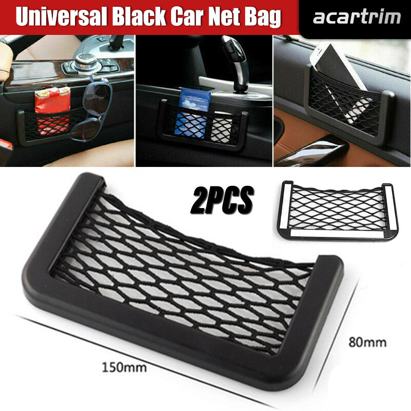 2X Universal Car Storage Net String Pouch Bag GPS Phone Holder Pocket Organizer
