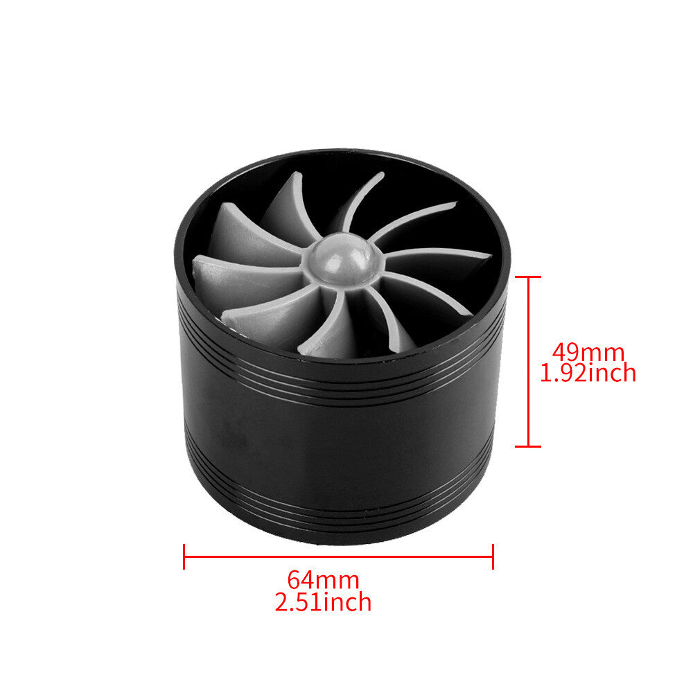 Car Air Intake Turbonator Single Fan Universal Turbine Gas Fuel Saver Turbo Blk
