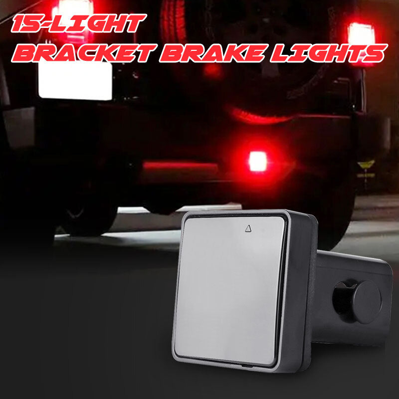 2 inch Smoked Lens 15-LED Brake Light Trailer Hitch Cover Fit Towing Hauling