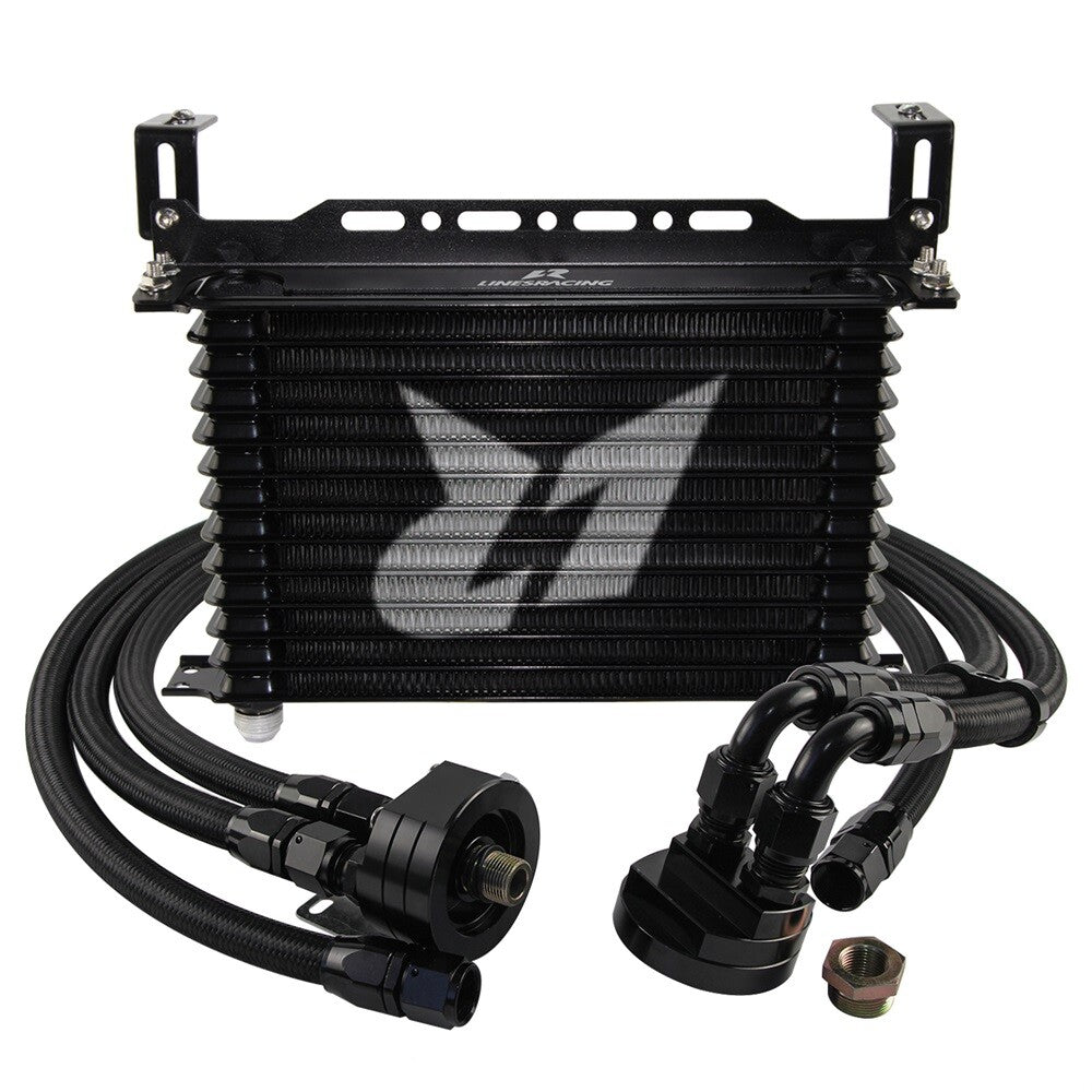 13 Row AN10 Oil cooler Trust w/Bracket+Filter Relocation Adapter Hose Kit Black