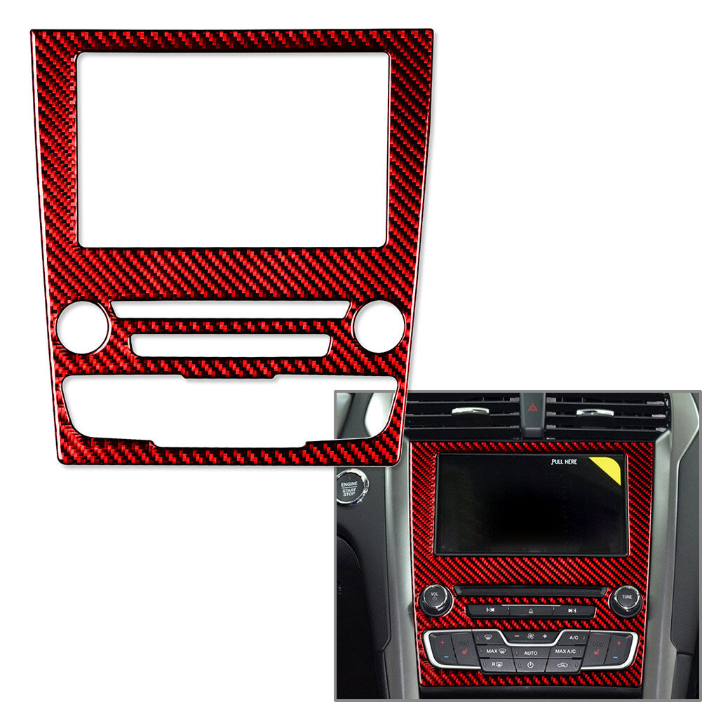 GPS Navigation Panel Cover Trim Carbon Fiber Red for Ford Fusion Mondeo 13-19