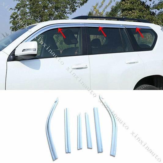 for Toyota Prado 10-21 Silver ABS Window Vent Visor Sun Rain Deflector Guard 6x