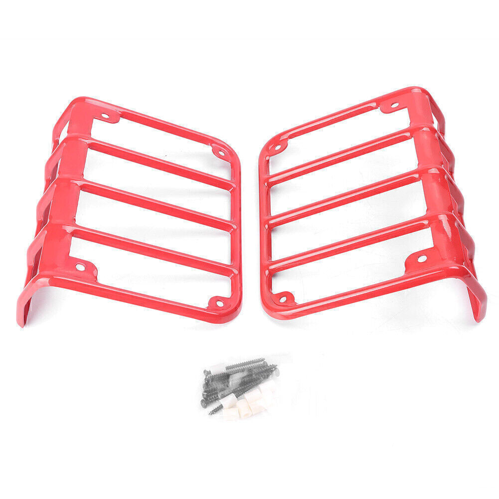 2x Red Rear Tail Light Lamp Guard Cover Fit 2007-2017 16 for Jeep for Wrangler JK Sahara