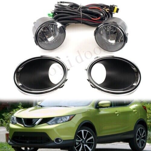 Fog lights + fog light covers for Nissan Qashqai 2015 - 2018 passengers and driver.