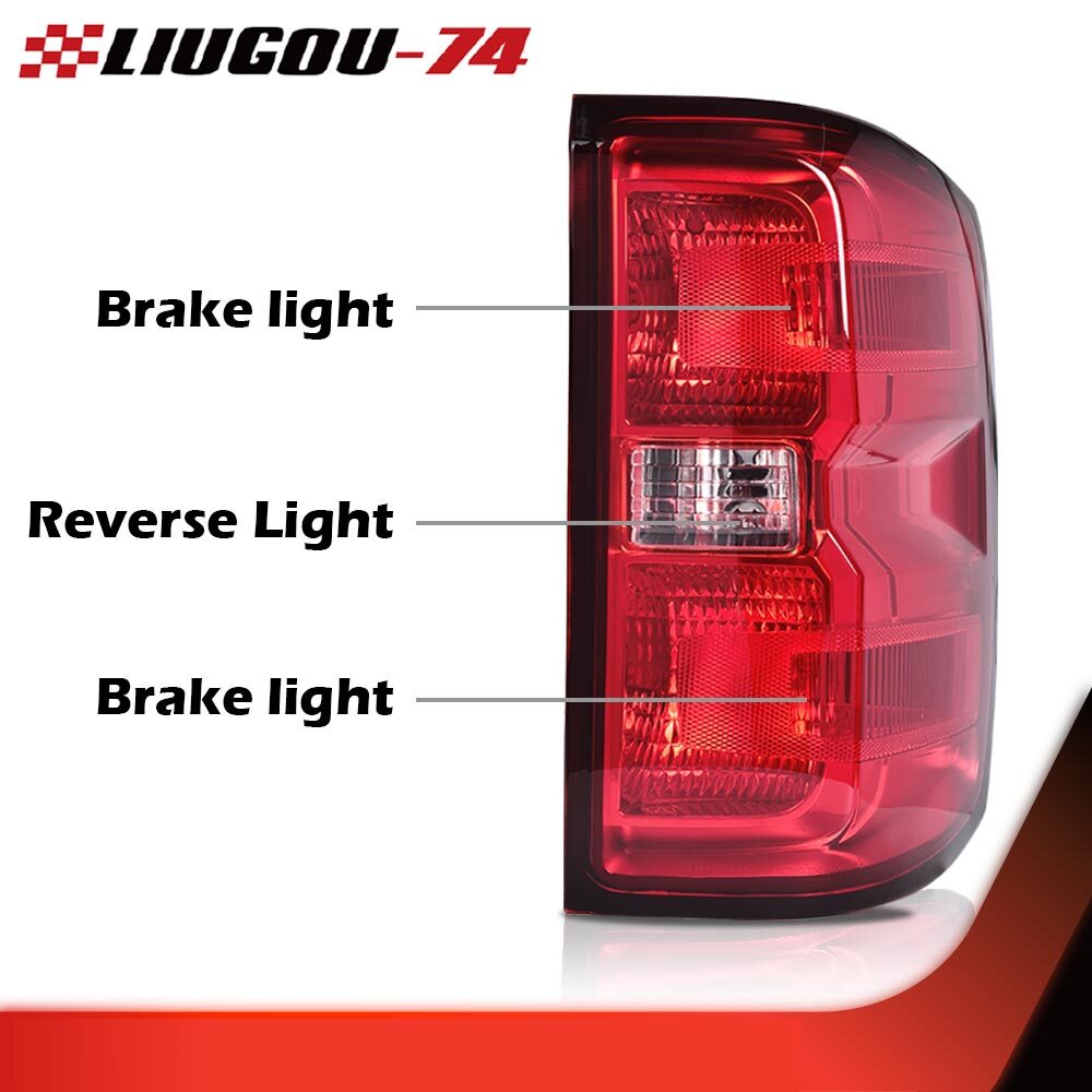 2-Piece Red Lens Rear Taillight Brake Light Strip Wiring Harness Suitable for 14-19 Silverado