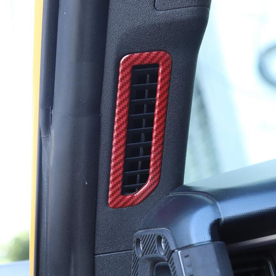 for Ford for Mustang 21-24 Red Carbon Front A-Support Ventilation Cover Trim Accessory