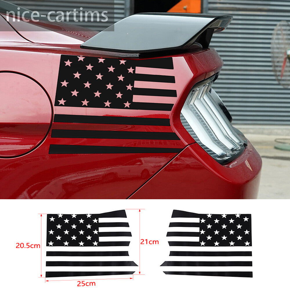 PVC Black US Flag Rear Side Fender Decal Sticker Cover for Ford for Mustang 2015-23