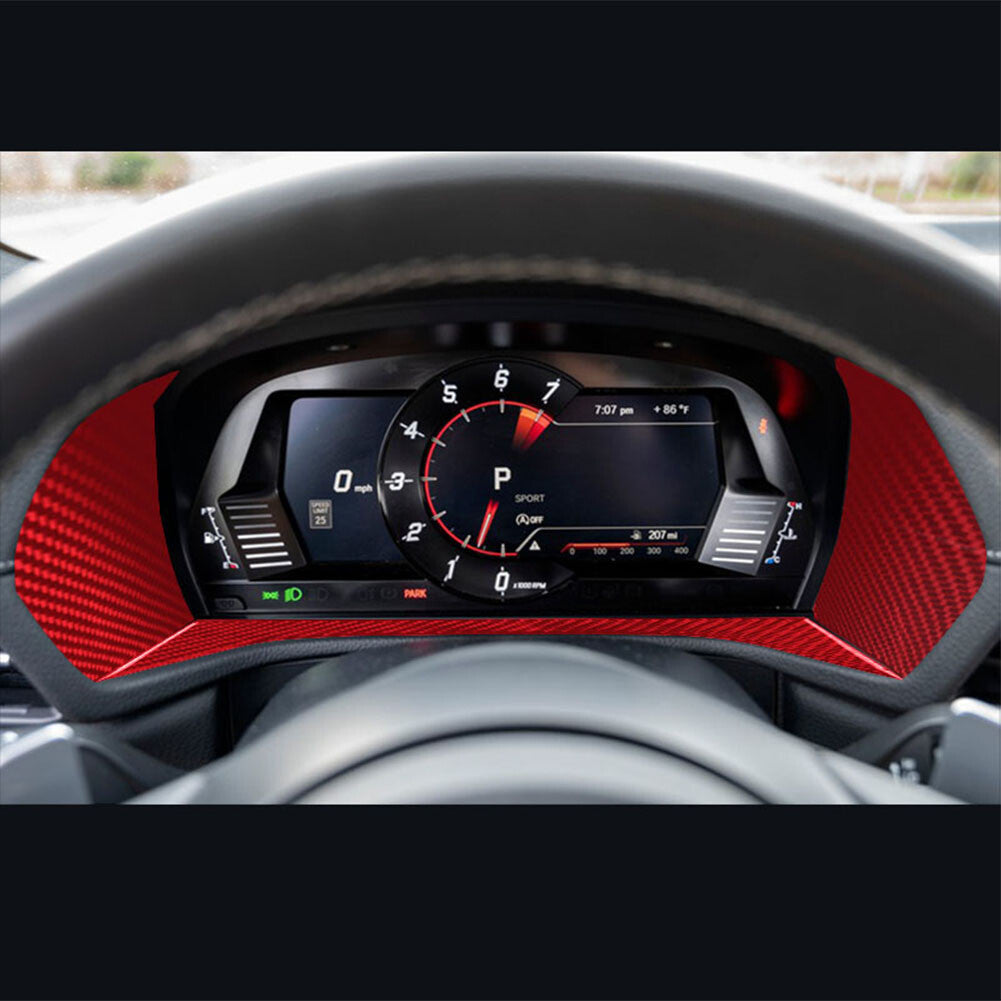 3X Red Carbon Fiber Speedometer Inner Trim for Toyota Supra A90 2019-2022