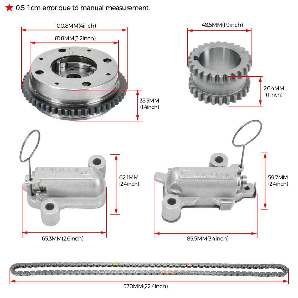 For 17-24 for Ford F150 3.5L Ecoboost Chains, Guides, Tensioners W/ PHASERS KIT