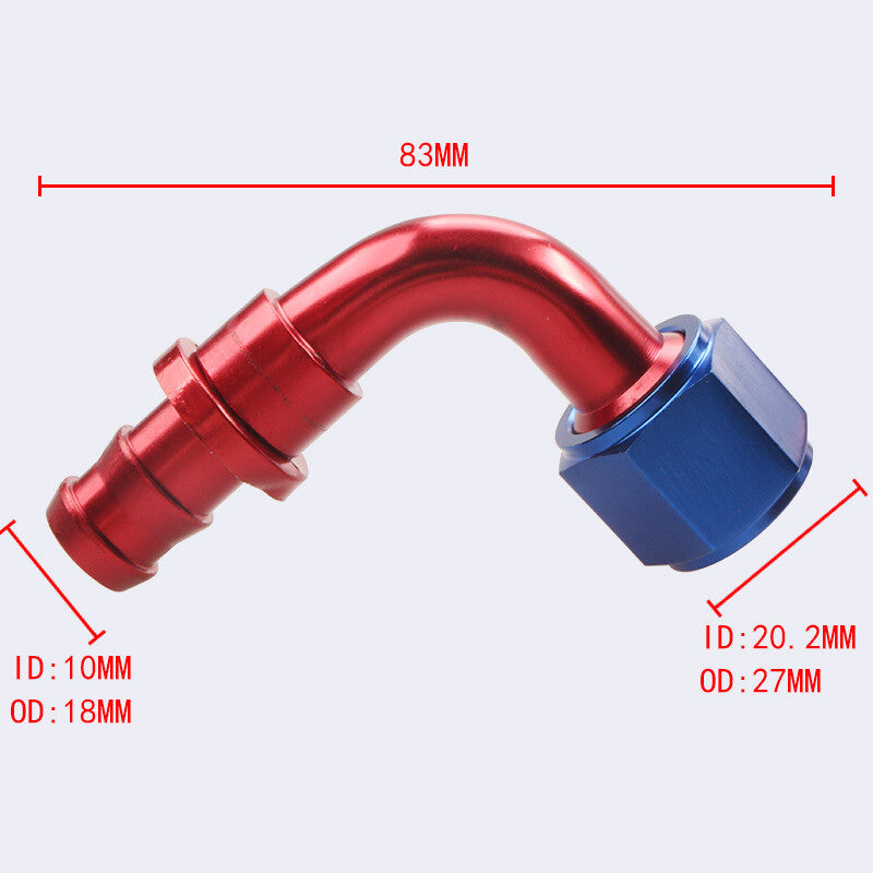 10AN AN10 90Degree Push Lock Hose End Barb Fitting/Adaptor Push-On Hose Fittings