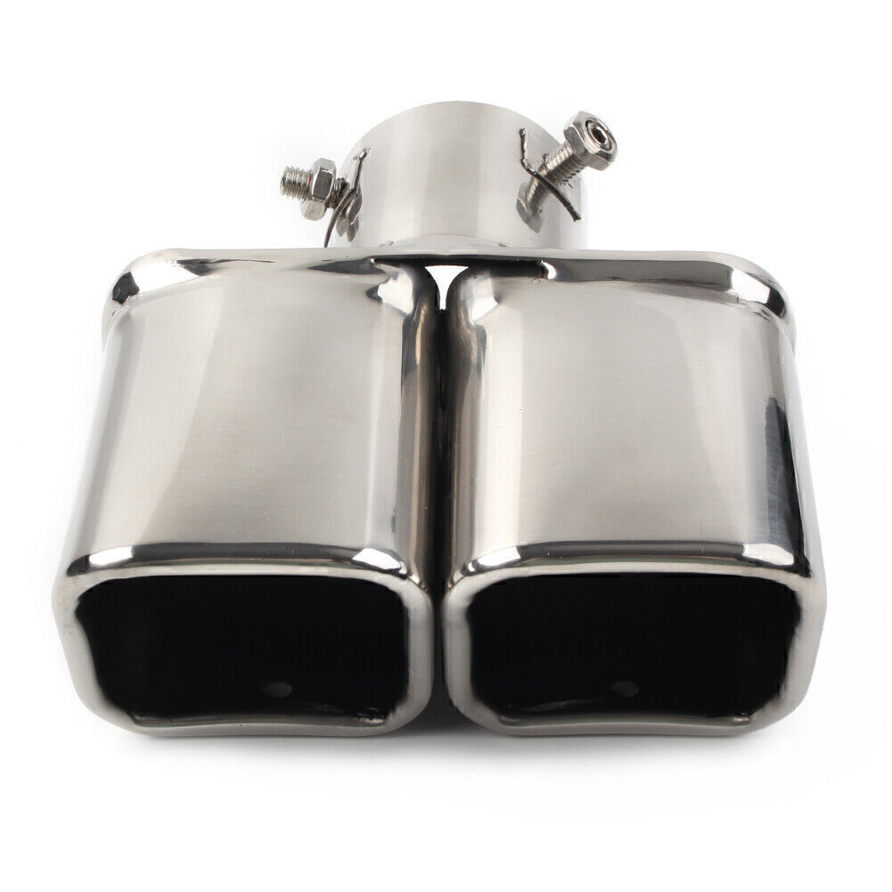 Universal 63mm Tail Muffler Rear Exhaust Silencer Pipe Tip Dual Outlet Stainless