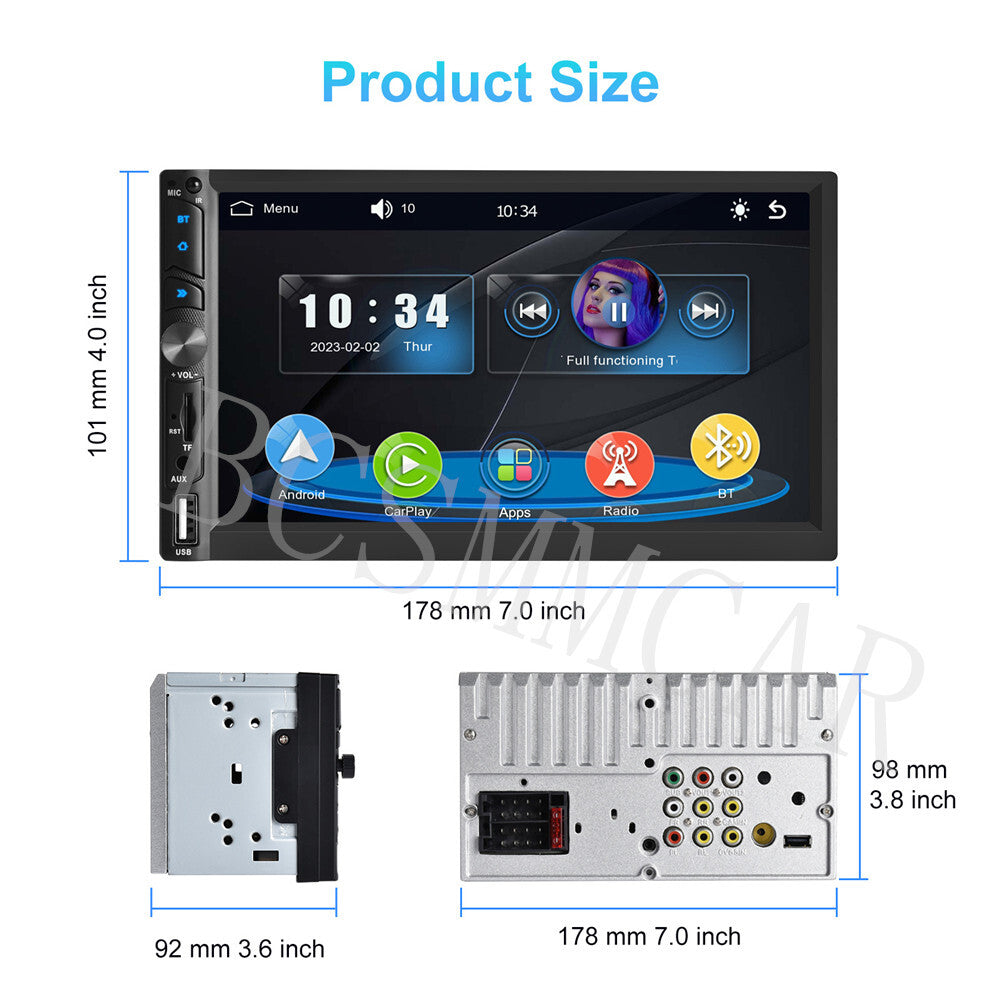 For Wireless Apple Carplay Car Stereo Android Auto Bluetooth Multimedia Player