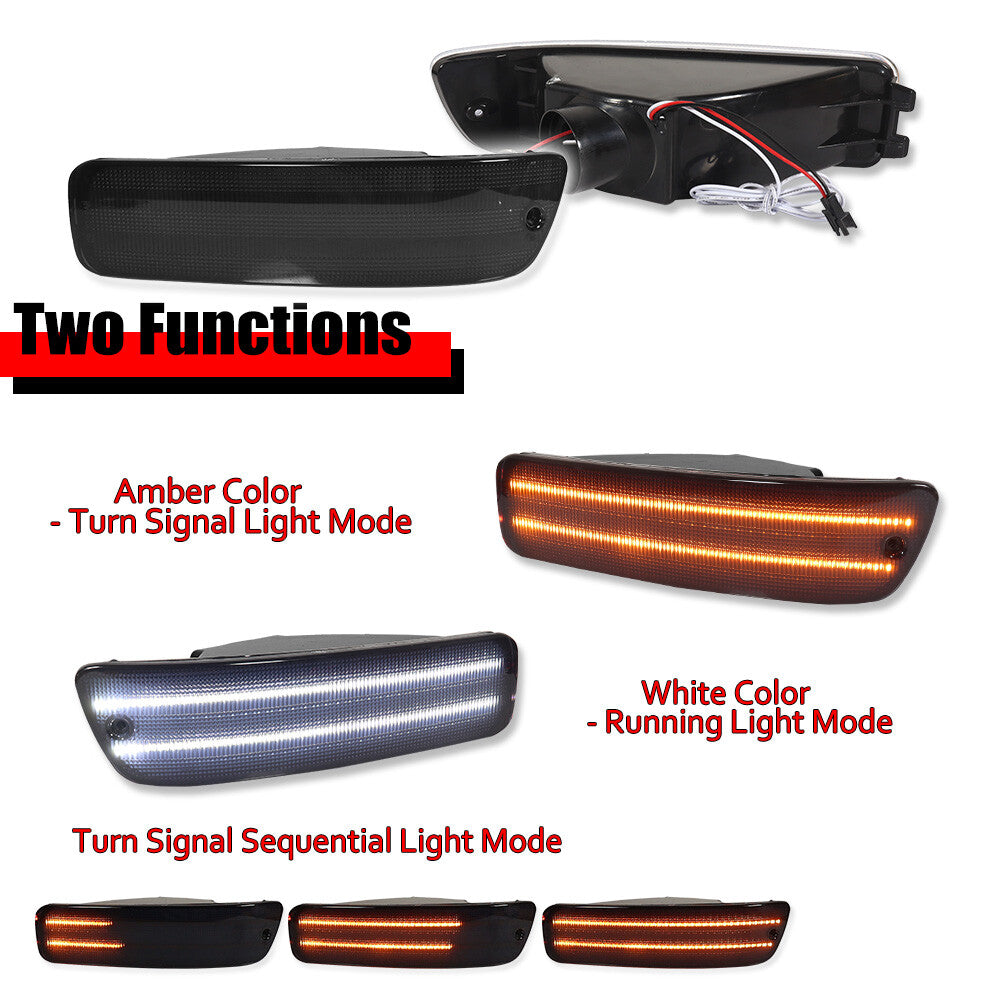 2-pack of smoke lenses, LED front DRL indicator lights, suitable for 92-93 for Acura Integra RS/GS/LS/GSR