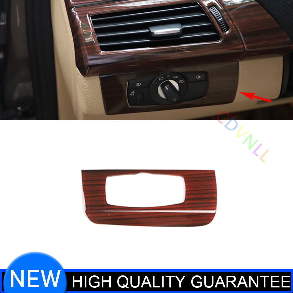 for BMW X5 2008-13 Wood Grain Inner Headlight Control Button Frame Cover Trim 1P