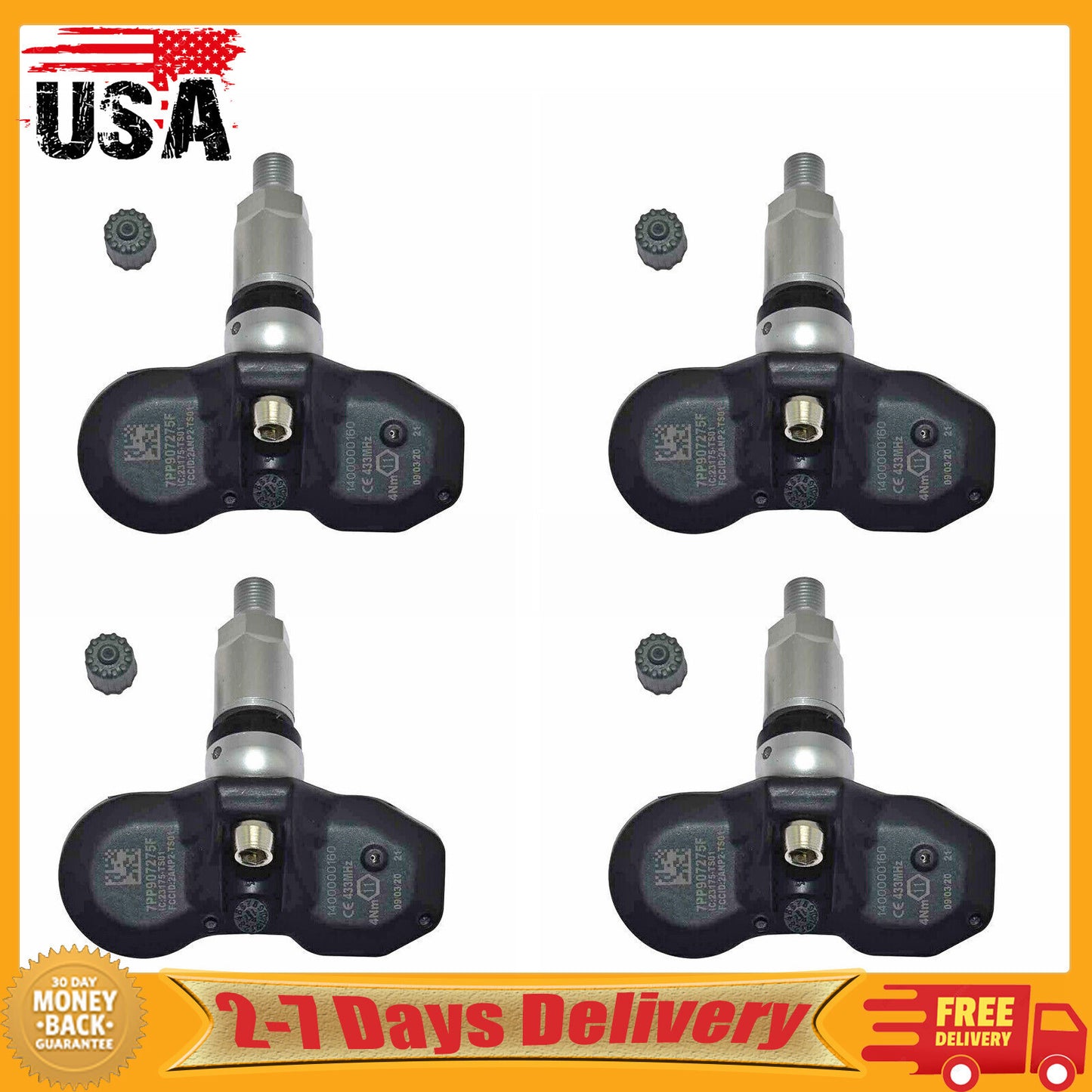 4pcs TPMS Tire Pressure Sensor 7PP907275F for Audi A4 A6 for A8 Q7 R8 S8 for VW 433MHz