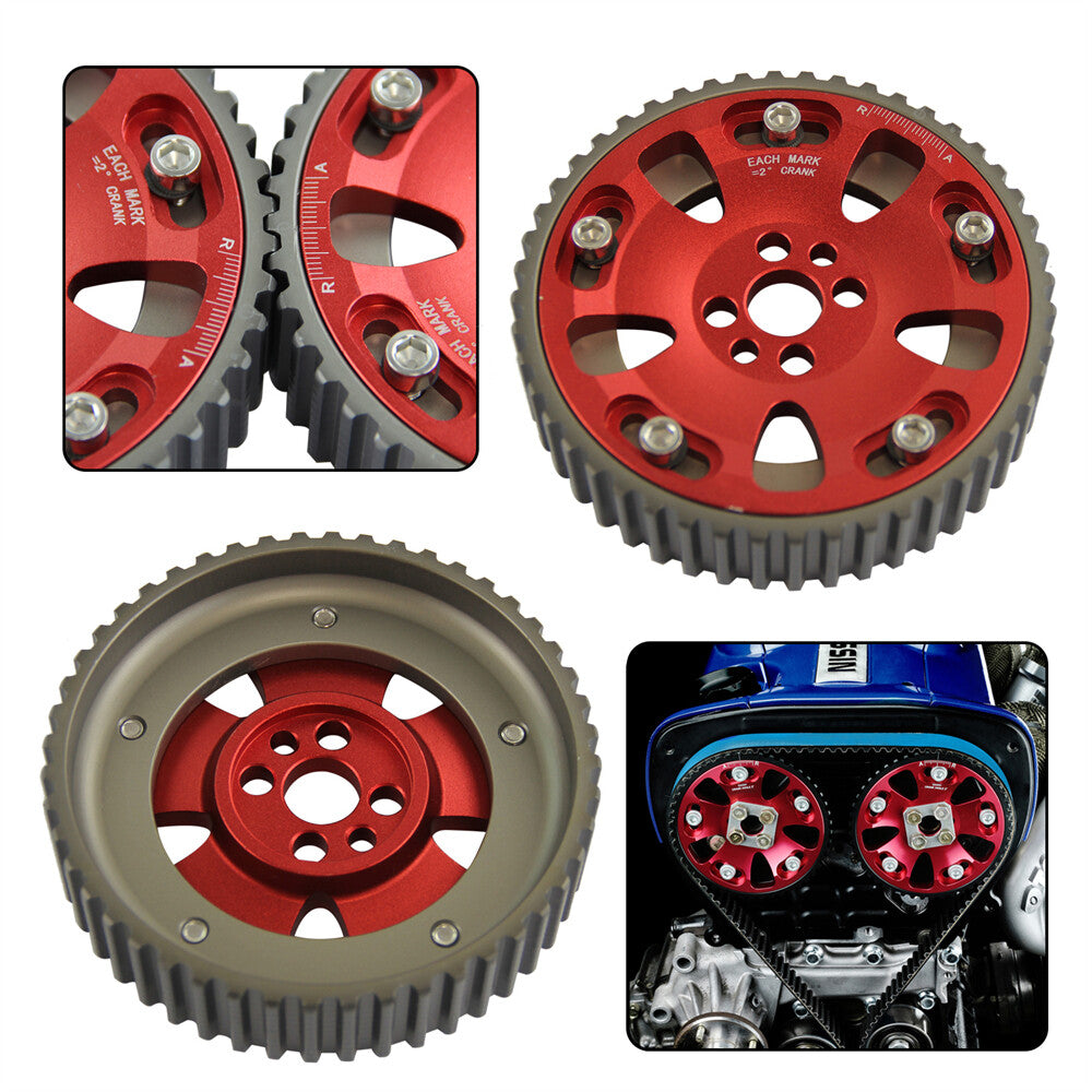 2PCS Cam Gear for Nissan Skyline GTR R32 R33 R34 GTS RB20DET RB25DET RB26DET Red