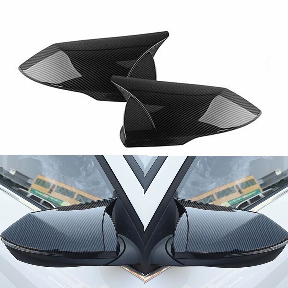 Rear View Side Wing Mirrors Trim Cover Carbon Look for Hyundai for Elantra 2021-2022