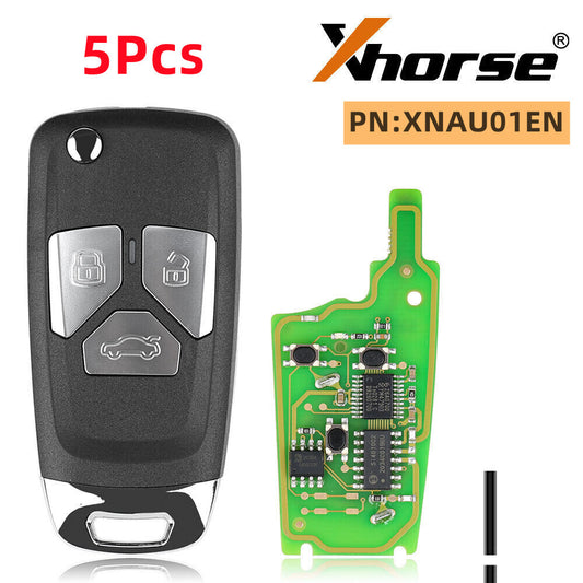5Pcs Universal Wireless Flip Remote Key 3 Buttons for Audi XNAU01EN HK