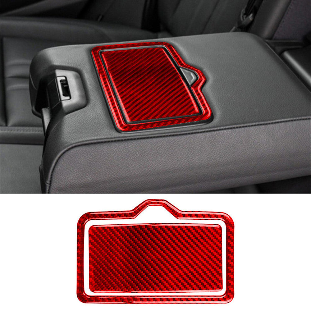 2Pcs for Audi Q5 Red Carbon Fiber Interior Rear Water Cup holder Cover Trim