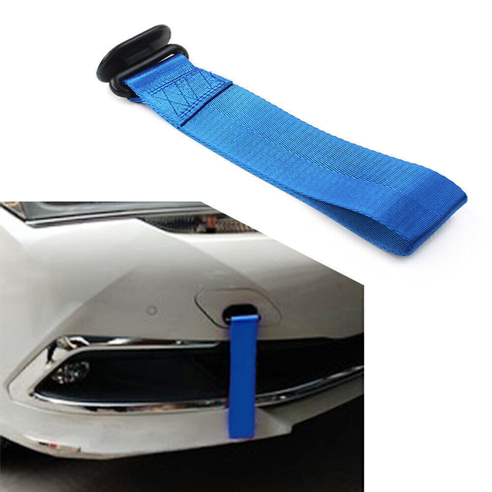Racing Car Towing Strap Belt Rope Rally Hook Universal Rear/Front Bumper Blue