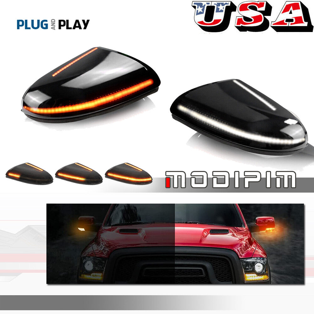 LH+RH Smoked Side Mirror Turn Signal LED Puddle Lights for 2009-2022 for Dodge for Ram - new