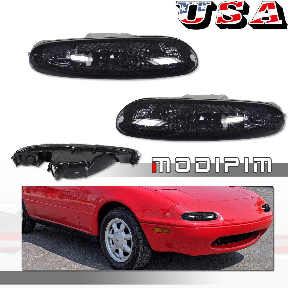 Suitable for 90-97 for Mazda MX-5 Miata, smoked/chrome front bumper and turn signal light 2-piece set