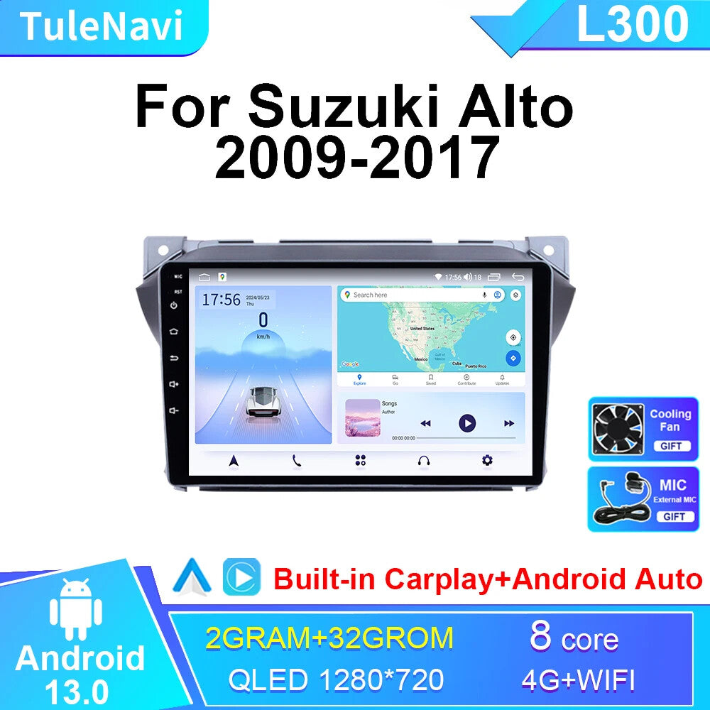 Car Radio CarPlay Screen for Suzuki Alto 2009-2017 Stereo GPS Multimedia Player