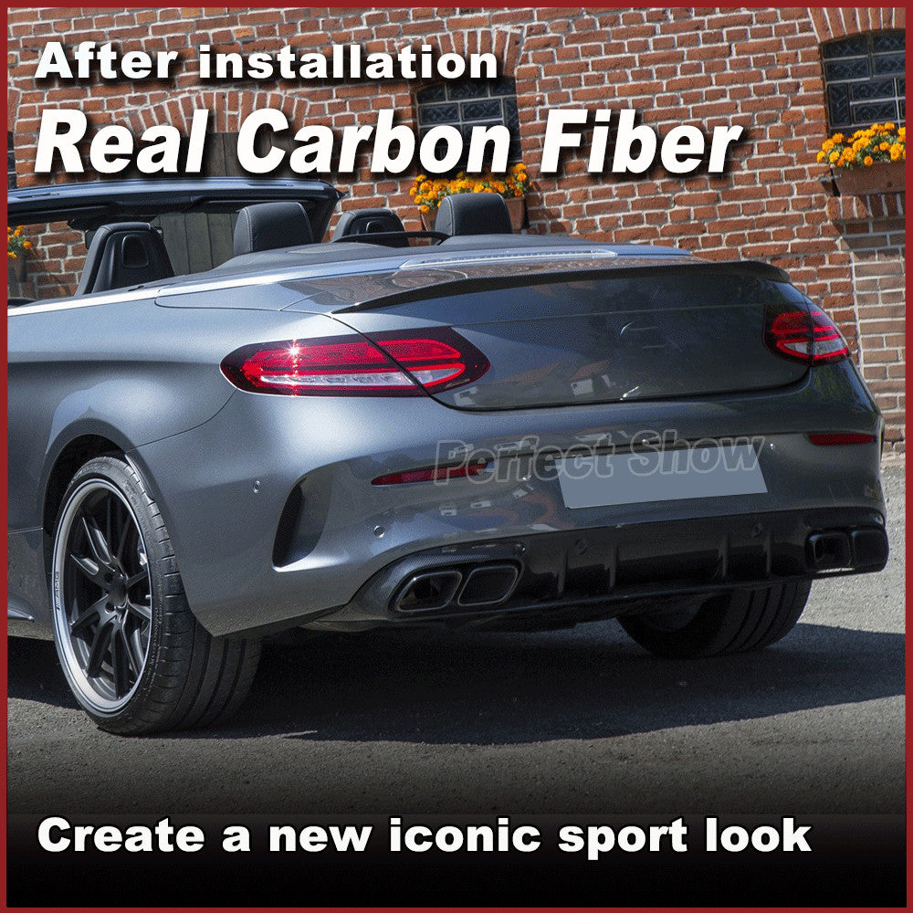 REAL CARBON for Benz A205 C200 C300 C43 C63 Convertible Rear Trunk Spoiler Wing