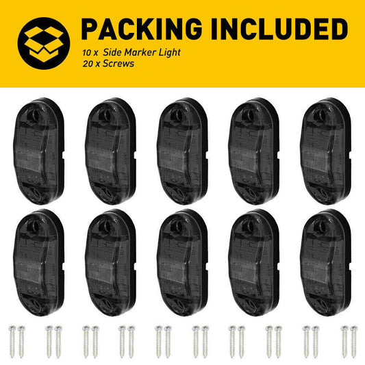10X Smoked 2 LED Oval 2.5 Side Marker Clearance Lights Car Truck Trailer RV 12V
