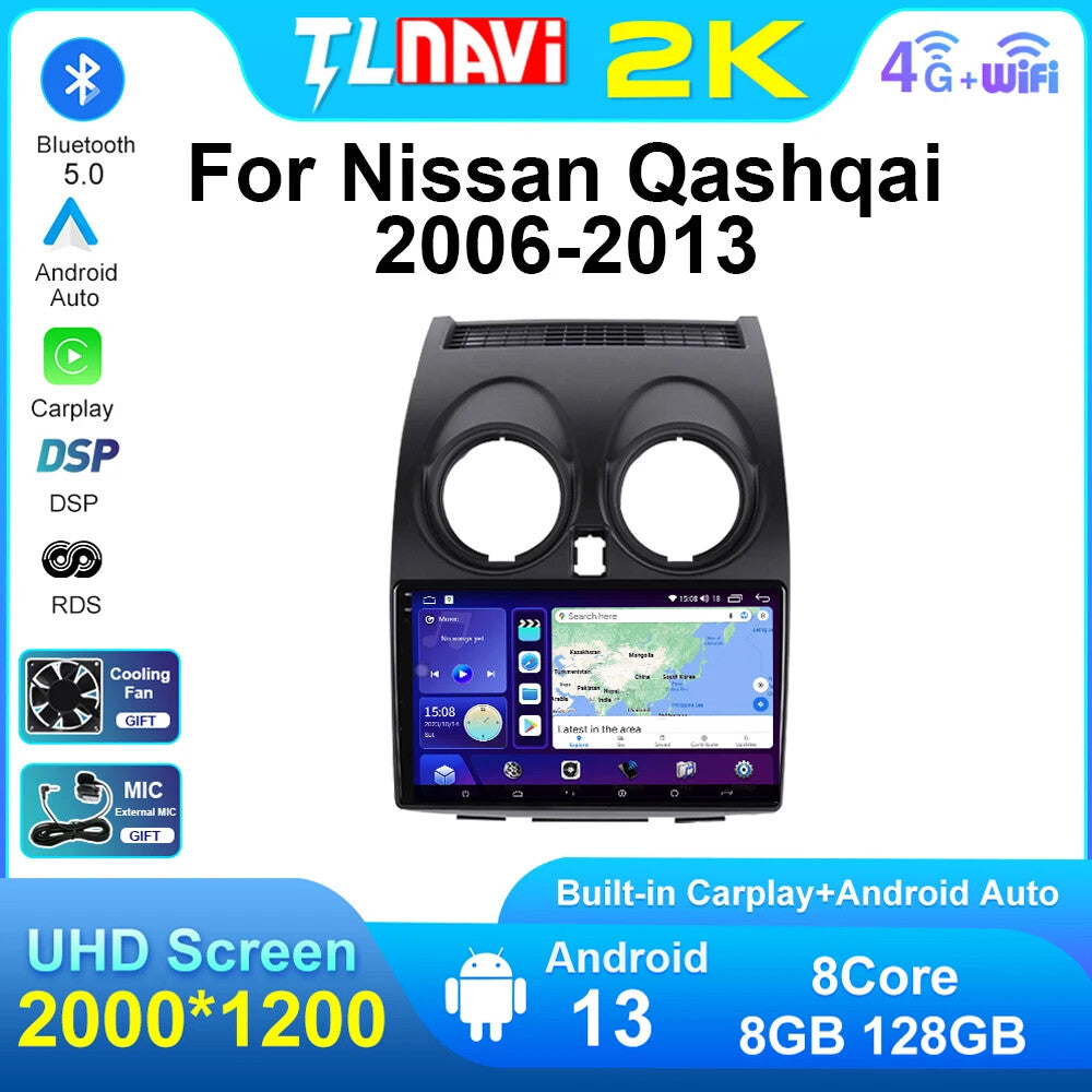 for Nissan Qashqai j10 2006-2013 CarPlay Car Radio Multimedia GPS Player Screen