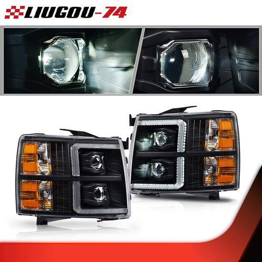Suitable for 2007-2014 for Chevrolet Silverado with black body and clear/amber headlights - new.