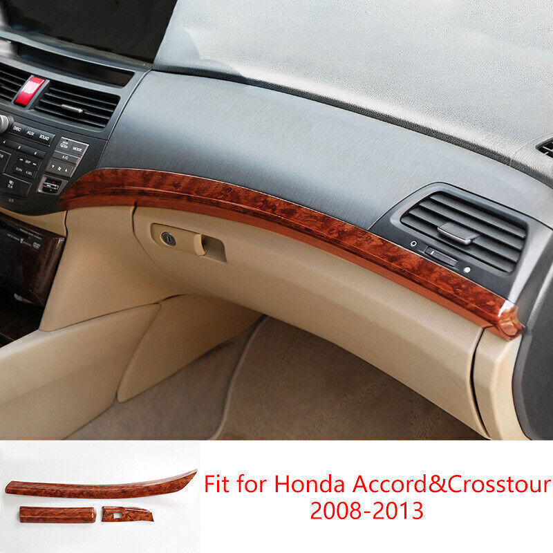 for Honda Accord Crosstour 2008-2012 Brown Wood Grain for Co -Pilot Dash Strips Cover
