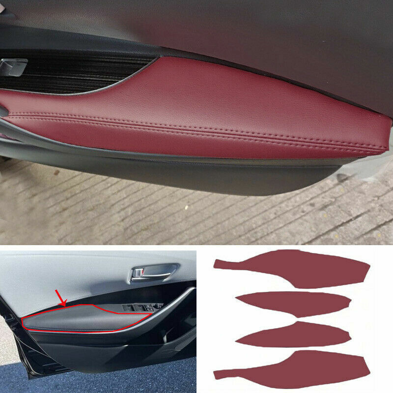 Burgundy Red Leather Inner Door Armrest Cover 4pcs for Toyota for Corolla 2020-2023