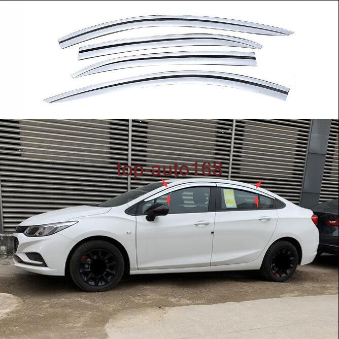 for Chevy for Cruze Sedan 2017-19 Chrome Window Visors Sun Rain Guard Vent Deflector