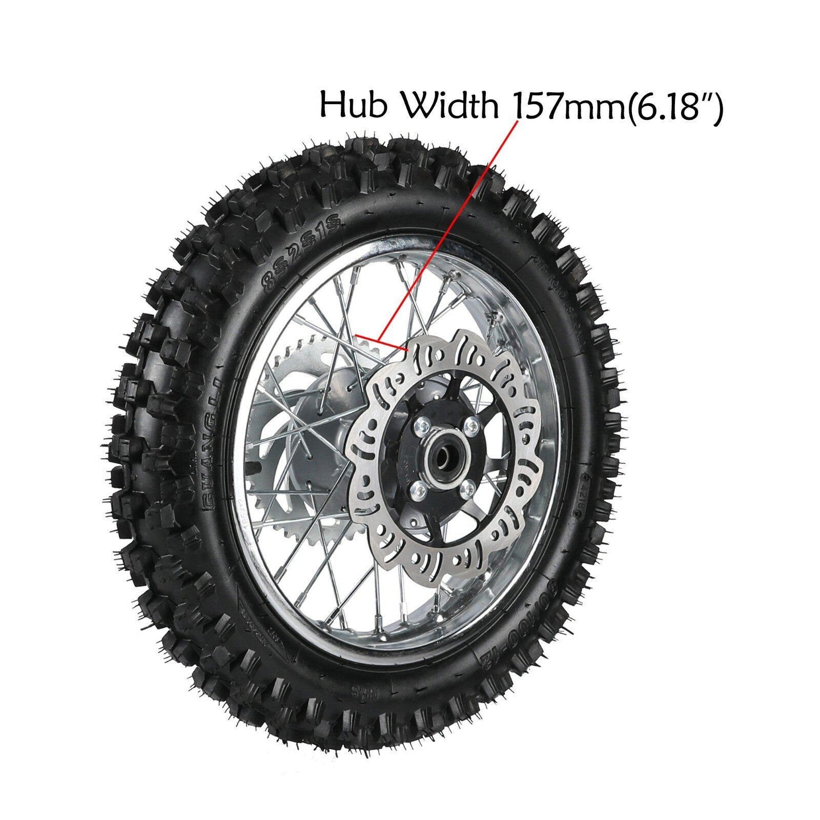 12-inch rear wheel, 80/100-12, 3.00-12 tire and rim, suitable for pit bikes and off-road bikes, 90/110/125/140cc.