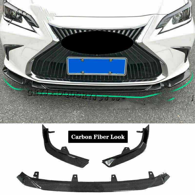 3x for Lexus ES350/300h/250 19-22 Carbon Fiber Look Front Bumper Lip Kit Spoiler